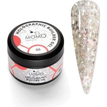 Orevio Holographic Builder Gel, Nail Art Için Protez Tırnak Jeli No.06, Glitter Turuncu Simli, 10 G