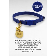Caramelos Isimli Kedi Tasması Kedi Isimlik Kişiye Özel-Eko Serisi Koyu Mavi (Gold Kü