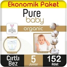 Orevio Organik Pamuklu Cırtlı Bez Ekonomik Paket 5 Numara Junior 152 Adet