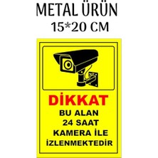 Orevio Bu Alan 7-24 Kamera ile Izlenmektedir Metal Ürün, 15 * 20 cm