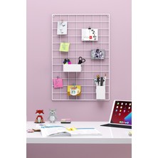 Roomie Home 40X60 Full Aksesuarlı Metal Fotoğraf Askısı Tel Pano Beyaz