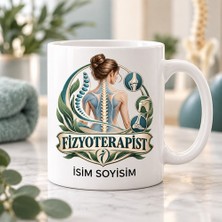 Ajans 313 Fizyoterapist Kupa Bardak Omurga ve Eklem Çizimli Yeşil Tasarım