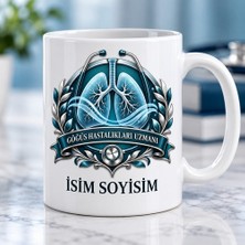 Göğüs Hastalıkları Uzmanı Kupa Bardak Akciğer ve Stetoskop Desenli
