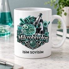 Ajans 313 Mikrobiyolog Kupa Bardak Mikroskop ve Mikroorganizma Desenli