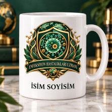 Enfeksiyon Hastalıkları Uzmanı Kupa Bardak Yeşil Kalkan Desenli