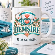 Hemşire Kupa Bardak Stetoskop ve Kalp Desenli
