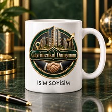 Ajans 313 Gayrimenkul Danışmanı Kupa Bardak Tokalaşma ve Bina Desenli
