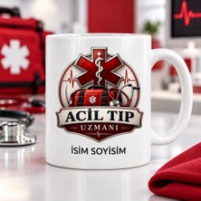 Ajans 313 Acil Tıp Uzmanı Kupa Bardak Kırmızı Tıp Sembolü ve Çanta Desenli