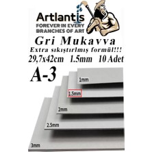 Orevio A3 Mukavva Gri 1.5 mm 10 Adet 1 Paket 29.7X42 cm A-3 Mukavva 1,5 mm Kalınlığında A-3 Mukavva