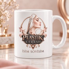 Plastik Cerrah Kupa Bardak Yüz Profili ve Cerrahi Alet Desenli