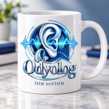 Odyolog Kupa Bardak Kulak ve Ses Dalgası Desenli