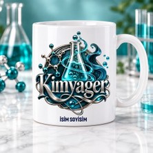 Ajans 313 Kimyager Kupa Bardak Turkuaz Laboratuvar Şişesi ve Molekül Desenli