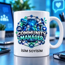 Ajans 313 Topluluk Yöneticisi Kupa Bardak Mavi Iletişim ve Ağ Desenli