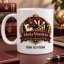 Marka Yöneticisi Kupa Bardak Taç ve Grafik Desenli