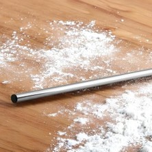 Orevio Alüminyum Silindir Yuvarlak Metal Oklava, Tekli, 49 Cm, Krom Renk