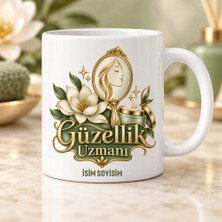 Ajans 313 Güzellik Uzmanı Kupa Bardak Ayna Çiçek ve Krem Kavanozu Desenli