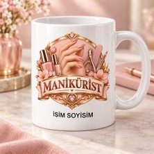 Ajans 313 Manikürist Kupa Bardak Pembe Oje ve El Çizimli Tasarım