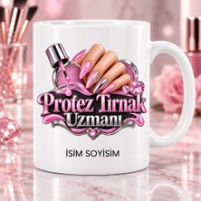 Ajans 313 Protez Tırnak Uzmanı Kupa Bardak Pembe Tırnak ve Oje Desenli