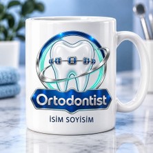 Ortodontist Kupa Bardak Diş Teli ve Mavi Halka Desenli