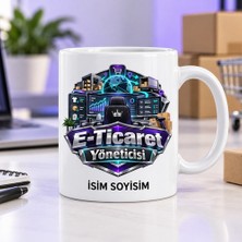 E-Ticaret Yöneticisi Kupa Bardak Dijital Mağaza ve Ekran Desenli