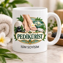 Ajans 313 Pedikürist Kupa Bardak Ayak Çizimi ve Yeşil Spa Motifli Tasarım