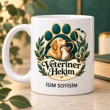 Veteriner Hekim Kupa Bardak Kedi Köpek ve Pati Desenli