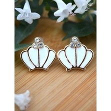 Stoneage Crown Küpe Mineli - Beyaz -
