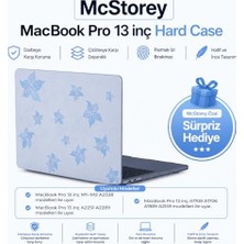Orevio MacBook Pro 13 Çiçek Desenli Kılıf A1706 A1708 A1989 A2159 A2251 A2289 A2338 M1 M2 Uyumlu, Baskılı Sert Kılıf, Açık Mavi