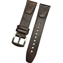 Azzuro Vintage Akıllı Pimli Kahverengi Deri Saat Kordonu 18MM