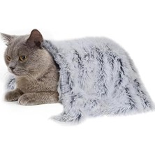 Orevio Evcil Hayvan Battaniyesi, 56X36 Cm, Gri, Polyester, Uzun Saç Elyaf Karışımı, Makinede Yıkanabilir, Hayvan Desenli