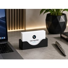 Veriqo 3D Masaüstü Kartvizitlik Siyah Kartvizit Standı Ofis Organizer Kartlık