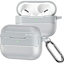 Orevio Airpods Pro 3. Nesil Uyumlu Karbon Fiber Hybrid Polymer Technology Kulaklık Kılıfı Gri