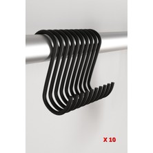 10 Adet Dekoratif Siyah Metal Kanca - Mutfak, Banyo ve Giyim Için Parlak Siyah Askı Aparatı