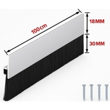 Orevio Alüminyum Kapı Altı Fırça Fitili 100 Cm, Kapı Altı Kıl Fırça Süpürgesi (3 Cm)