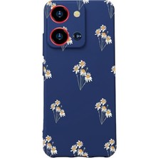 Orevio S19 Max Pro S Zoom ile Uyumlu Lacivert Papatya Desenli, Kamera Korumalı Silikon Kılıf