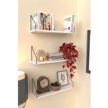 Roomie Home Duvar Rafı Kitaplık Mutfak Banyo Yaşam Alanı 3'lü Set 15X55 cm