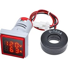 Orevio Ac 20-500V 100A Kare Dijital Voltmetre Ampermetre 220V Kırmızı Panel Montaj LED Gösterge Ekran Elektrik Voltaj Akım Izleme Ölçer