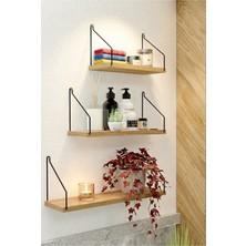 CatchMe 3’lü Set Duvar Rafı Siyah Kol MDF Malzeme Modern Tasarım 50 cm Genişlik 15 cm Derinlik