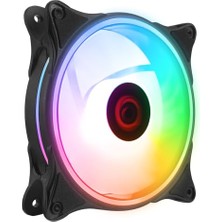 Orevio Glare F50 12 cm Rainbow LED Kasa Fanı 38CFM 1200RPM 3p+4p Molex Soketli Siyah
