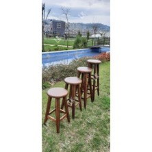 Orevio Ahşap Bar Taburesi; Country Tarzı, Ceviz Renk, 60 cm Yükseklik