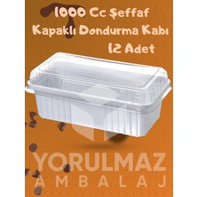 Yorulmaz Ambalaj 🍨 1000 cc Şeffaf Kapaklı Dondurma & Meze Kabı | Kullan At Gıda Kabı