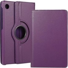 Orevio Lenovo Tab M10 Plus 3. Nesil Uyumlu Standlı 360° Dönebilen Deri Tablet Kılıfı, Siyah ve Mor, Darbe Emici Kaplama