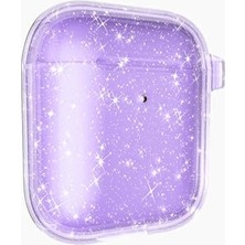 Orevio Apple Airpods ile Uyumlu Allstar Airbag 32 Parlayan Simli Saydam Renkli Kılıf Mor