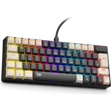 GAMEAGLE %60 Kablolu RGB Mekanik Gaming Klavye, Türkçe Q, Hot Swap, 25 Tuş Anti-Ghosting, Double Shot, 12 Işık Modu, Blue Switch