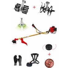 Öm-ka Royal Benzinli Yan Tırpan + Çift Toprak Çapalama + Tırnaklı Silkeleme Hasat Aparatı Set 52 cc 4.6 Hp