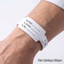 Private 300 Adet Beyaz Renk Hastane Tipi Hasta Kimlik Bilekliği - Kilitli Yetişkin Hasta Tanımlama Bandı Künyesi