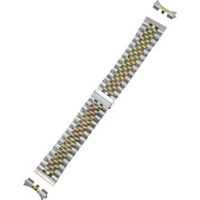 Jübile Modeli Gold ve Çelik Iki Renk Metal Saat Kordonu 22MM