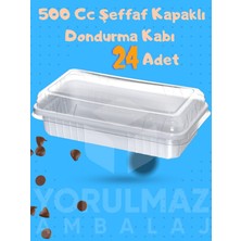 Yorulmaz Ambalaj 🍨 500 cc Şeffaf Kapaklı Dondurma & Meze Kabı | Kullan At Gıda Kabı 24 Adet