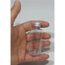 Orevio 10 Adet Boş Tıpalı Gümüş Renk Kapaklı Doldurulabilir Plastik Kolonya ve Parfüm Şişesi 50 ml 8697431712384