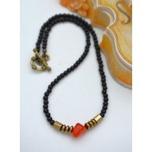 Oniks Hematit ve Agate Taşlı Kolye - Siyah - Stoneage